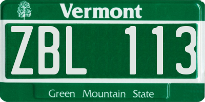 VT license plate ZBL113