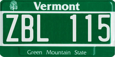 VT license plate ZBL115