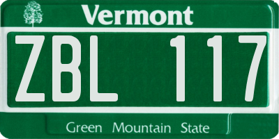 VT license plate ZBL117