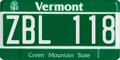 VT license plate ZBL118