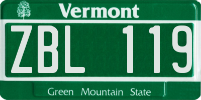 VT license plate ZBL119