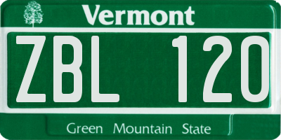 VT license plate ZBL120