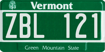 VT license plate ZBL121