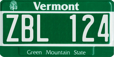 VT license plate ZBL124