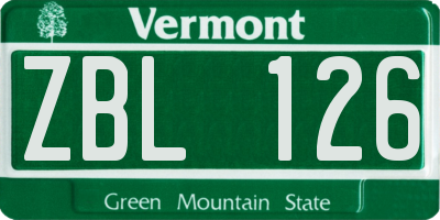 VT license plate ZBL126