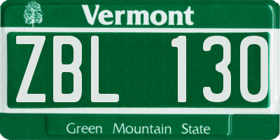 VT license plate ZBL130
