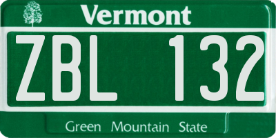 VT license plate ZBL132