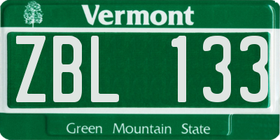VT license plate ZBL133