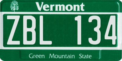 VT license plate ZBL134