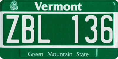 VT license plate ZBL136