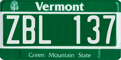 VT license plate ZBL137