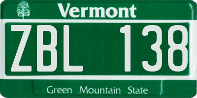 VT license plate ZBL138