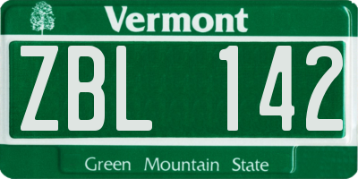 VT license plate ZBL142
