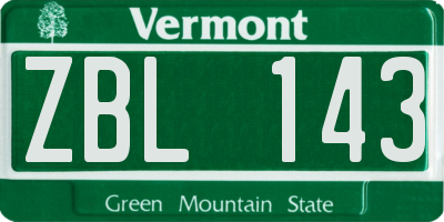 VT license plate ZBL143