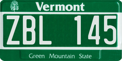 VT license plate ZBL145