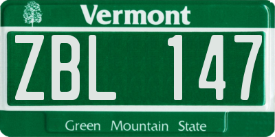 VT license plate ZBL147