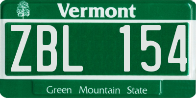 VT license plate ZBL154