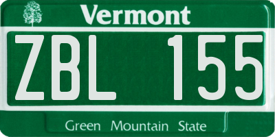 VT license plate ZBL155