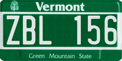 VT license plate ZBL156