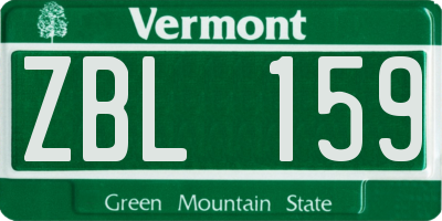 VT license plate ZBL159