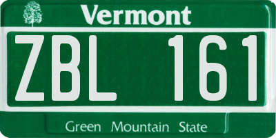 VT license plate ZBL161