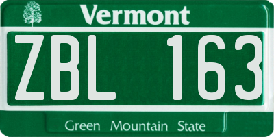 VT license plate ZBL163