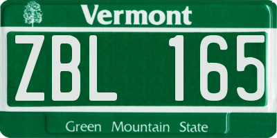 VT license plate ZBL165