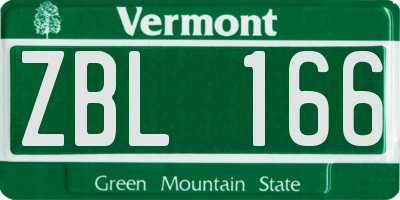 VT license plate ZBL166