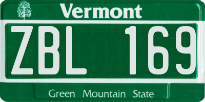 VT license plate ZBL169