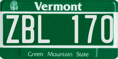 VT license plate ZBL170