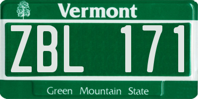 VT license plate ZBL171