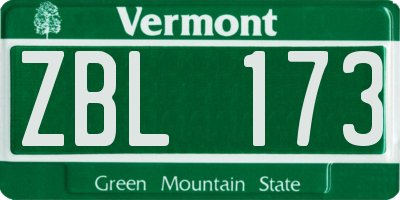 VT license plate ZBL173