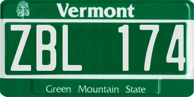 VT license plate ZBL174