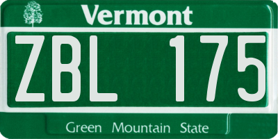 VT license plate ZBL175
