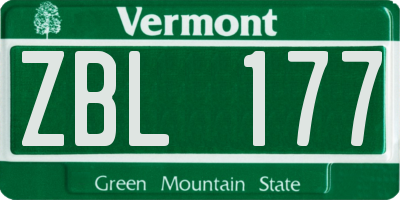 VT license plate ZBL177