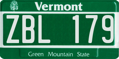 VT license plate ZBL179