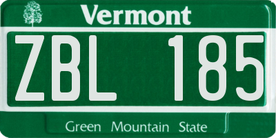 VT license plate ZBL185