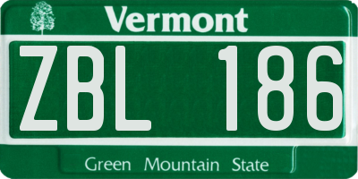 VT license plate ZBL186