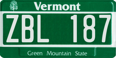 VT license plate ZBL187