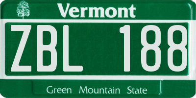 VT license plate ZBL188