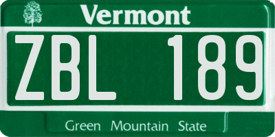 VT license plate ZBL189