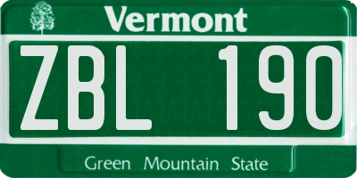 VT license plate ZBL190
