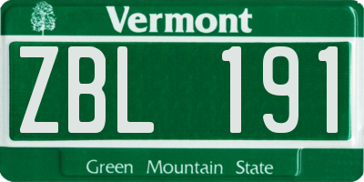 VT license plate ZBL191