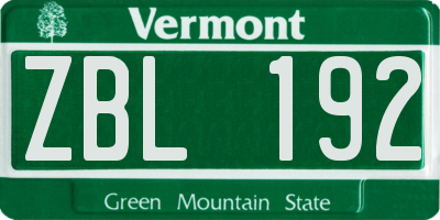 VT license plate ZBL192
