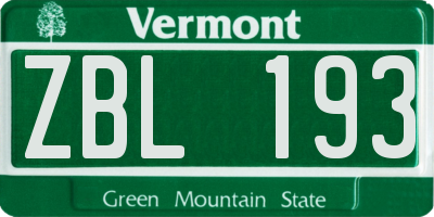 VT license plate ZBL193