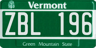 VT license plate ZBL196