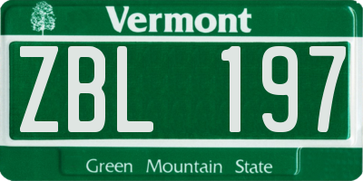 VT license plate ZBL197