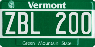 VT license plate ZBL200