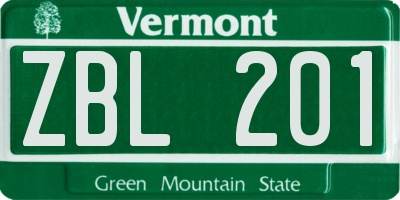 VT license plate ZBL201