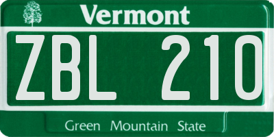 VT license plate ZBL210